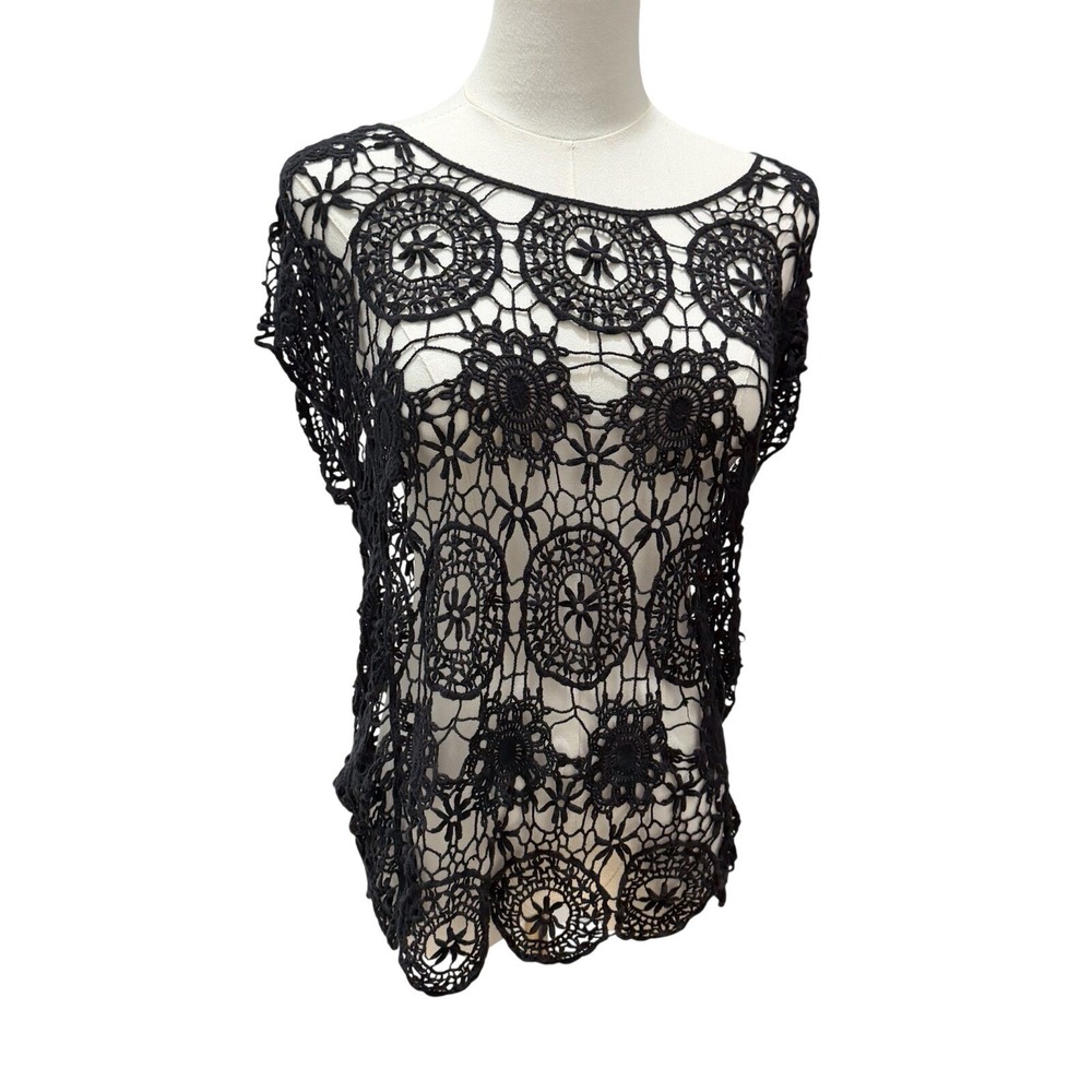 Crochet Lace Top Women's Large Boho Festival Beach Cover Up Summer